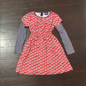Mini Boden Red and White Floral Dress Girls size 7